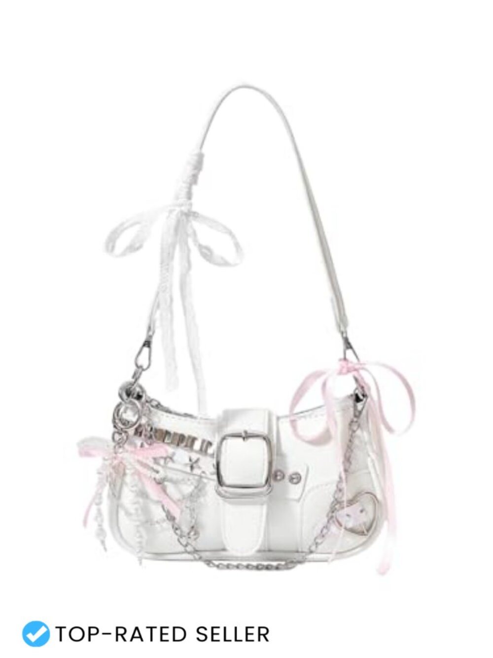 Y2K Star Embroidery PU Leather Shoulder Bag Chain Top Handle